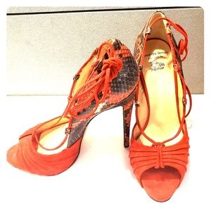 Alexandre Birman Red Python and Suede heels